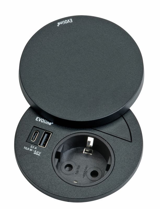 Naber - Evoline® Circle80 Hide, Einbausteckdosenelemente, mit Schukosteckdose, USB A/C