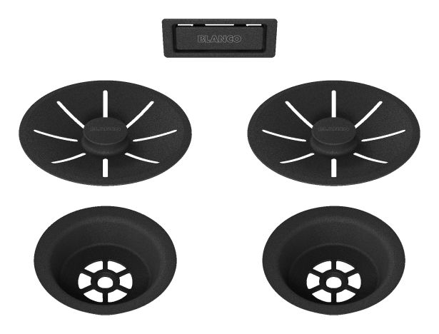 BLANCO Ab- u. Überlaufset schwarz matt für Doppelbecken