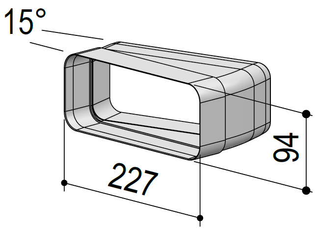 berbel 15°-Bogen waagerecht - Flachrohre System 150