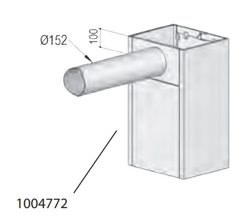 berbel seitlicher Ausgang - Rundrohr vorne/hinten Ø150mm